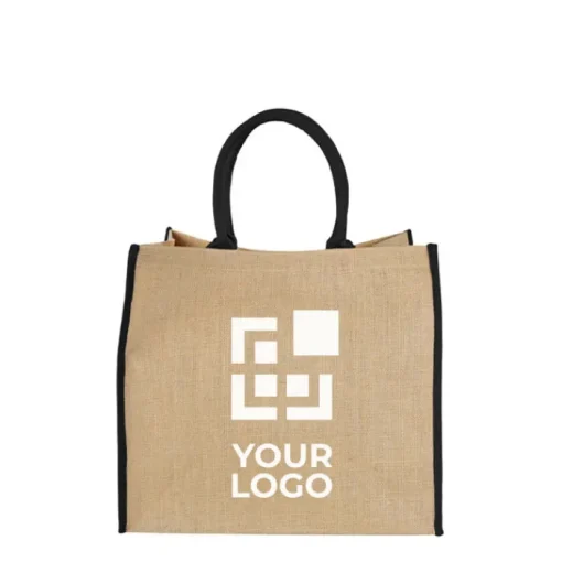 Gift Campaign Shopper di juta personalizzate per la spesa chiusura in velcro Jute Edge> Borse In Juta|Borse Di Tela Personalizzate