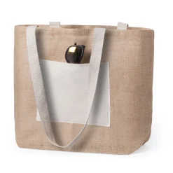 Gift Campaign Shopper di juta personalizzabili con tasca frontale Jute Trendy> Borse In Juta