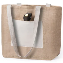 Gift Campaign Shopper di juta personalizzabili con tasca frontale Jute Trendy></noscript> Borse In Juta