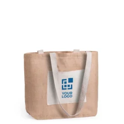 Gift Campaign Shopper di juta personalizzabili con tasca frontale Jute Trendy></noscript> Borse In Juta