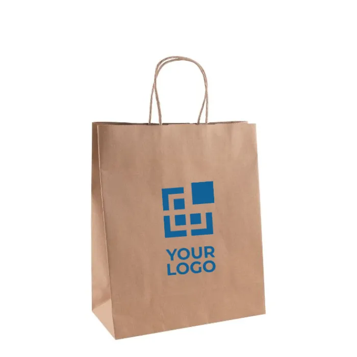 Gift Campaign Shopper in carta kraft da 120 g/m2 con manici corti arricciati> Buste Di Carta