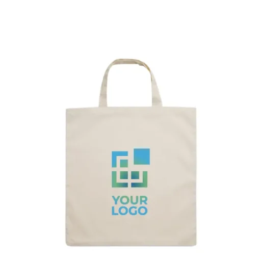 Gift Campaign Shopper in cotone con logo manici corti 140 g/m2 Eco Short Plus> Gadget Ecologici|Tote Bag Personalizzate