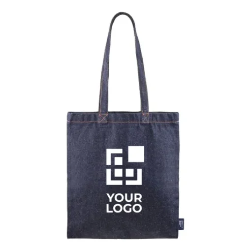 Gift Campaign Shopper in cotone e denim riciclati da 250 g/m2 con manici lunghi> Borse Di Tela Personalizzate