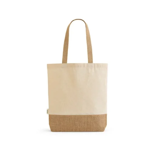 Gift Campaign Shopper in cotone riciclato da 180 g/m2 e poliestere con fondo in iuta> Borse Per La Spesa|Shopper In Cotone Personalizzate
