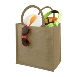 Gift Campaign Shopper in juta personalizzate con scritta manici colorati Jute Side> Borse In Juta|Borse Di Tela Personalizzate