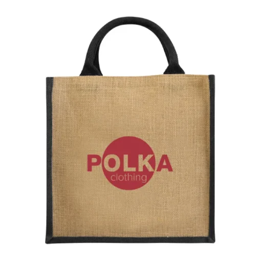 Gift Campaign Shopper in juta personalizzate con scritta manici colorati Jute Side> Borse In Juta|Borse Di Tela Personalizzate