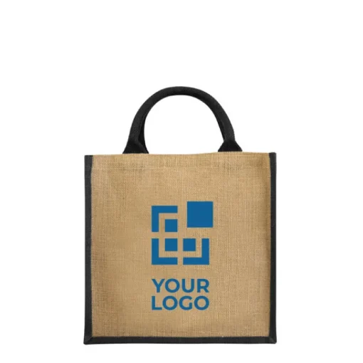 Gift Campaign Shopper in juta personalizzate con scritta manici colorati Jute Side> Borse In Juta|Borse Di Tela Personalizzate