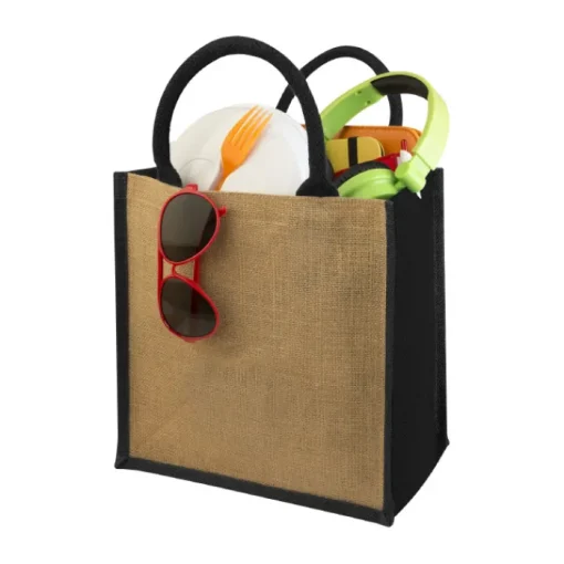 Gift Campaign Shopper in juta personalizzate con scritta manici colorati Jute Side> Borse In Juta|Borse Di Tela Personalizzate