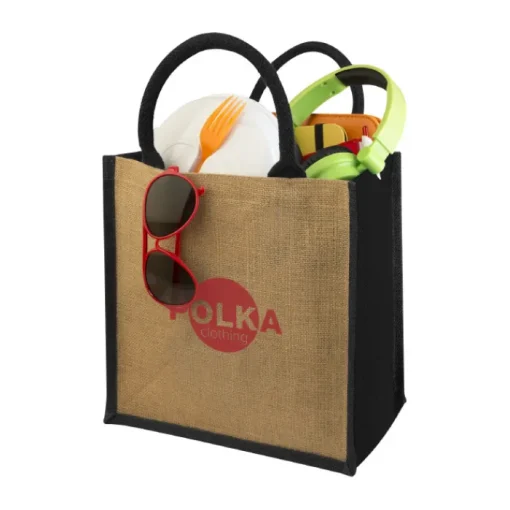 Gift Campaign Shopper in juta personalizzate con scritta manici colorati Jute Side> Borse In Juta|Borse Di Tela Personalizzate