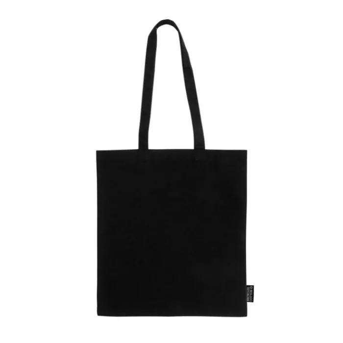 Gift Campaign Shopper nera con manici lunghi in 100% cotone riciclato da 180 g/m²> Shopper In Cotone Personalizzate