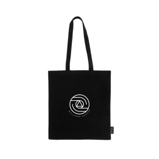 Gift Campaign Shopper nera con manici lunghi in 100% cotone riciclato da 180 g/m²> Shopper In Cotone Personalizzate