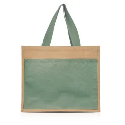 Gift Campaign Shopper per la spesa in juta con tasca frontale in cotone 265g/m2> Borse In Juta
