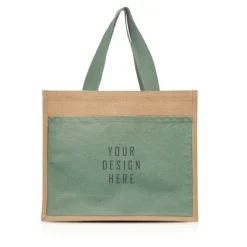 Gift Campaign Shopper per la spesa in juta con tasca frontale in cotone 265g/m2> Borse In Juta