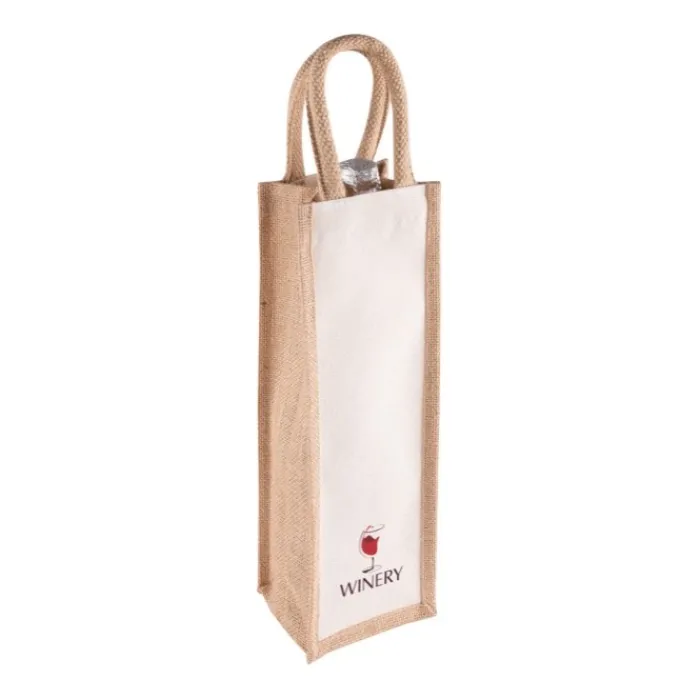 Gift Campaign Shopper per vino con logo in tela e juta 320 g/m2 Vino Rioja> Gadget Ecologici|Borse In Juta