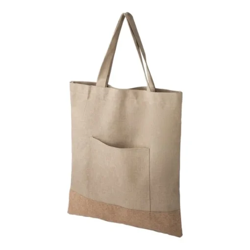 Gift Campaign Shopper personalizzabili in rPET e sughero con tasca anteriore e manici> Borse Per La Spesa