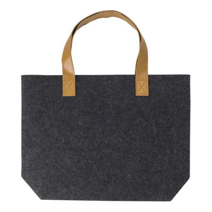 Gift Campaign Shopping bag aperta in feltro RPET con manici in pelle sintetica> Borse Di Tela Personalizzate