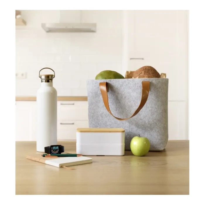 Gift Campaign Shopping bag aperta in feltro RPET con manici in pelle sintetica> Borse Di Tela Personalizzate