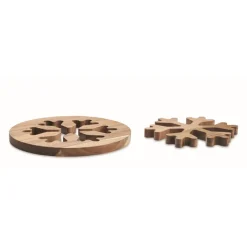 Gift Campaign Sottopentola doppio in di acacia a forma di fiocco di neve> Gadget Natalizi
