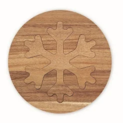 Gift Campaign Sottopentola doppio in di acacia a forma di fiocco di neve></noscript> Gadget Natalizi