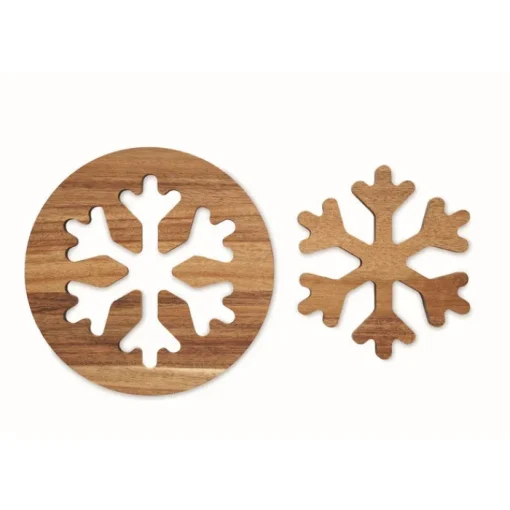 Gift Campaign Sottopentola doppio in di acacia a forma di fiocco di neve> Gadget Natalizi