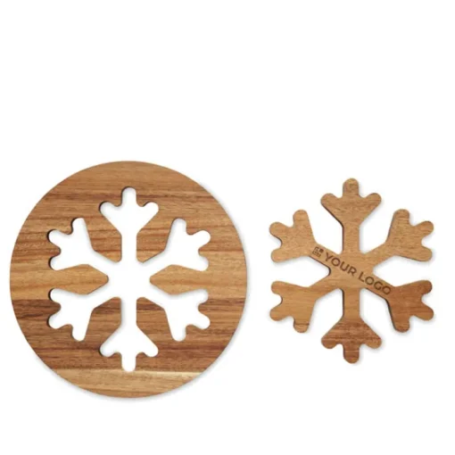 Gift Campaign Sottopentola doppio in di acacia a forma di fiocco di neve> Gadget Natalizi