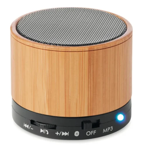 Gift Campaign Speaker bluetooth 4.2 cilindrico in ABS in bambù con luce LED Natura> Casse Personalizzate