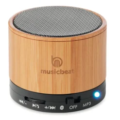 Gift Campaign Speaker bluetooth 4.2 cilindrico in ABS in bambù con luce LED Natura></noscript> Casse Personalizzate