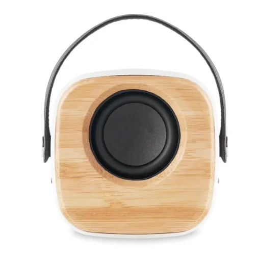 Gift Campaign Speaker bluetooth 5.0 con logo in ABS bambù e manico in PU Scandinavia> Casse Personalizzate