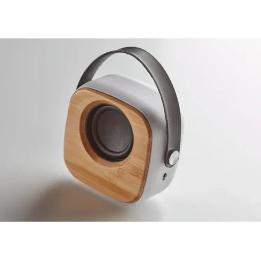 Gift Campaign Speaker bluetooth 5.0 con logo in ABS bambù e manico in PU Scandinavia> Casse Personalizzate