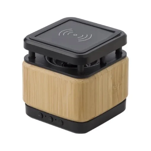 Gift Campaign Speaker con caricabatterie wireless in bambù e ABS Charger Square> Casse Personalizzate