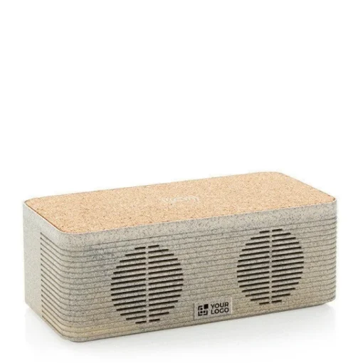 Gift Campaign Speaker con caricatore wireless in paglia, sughero a ABS Wheat Straw> Casse Personalizzate
