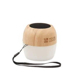 Gift Campaign Speaker personalizzati in bambù con luce ambientale e laccetto Pure></noscript> Casse Personalizzate