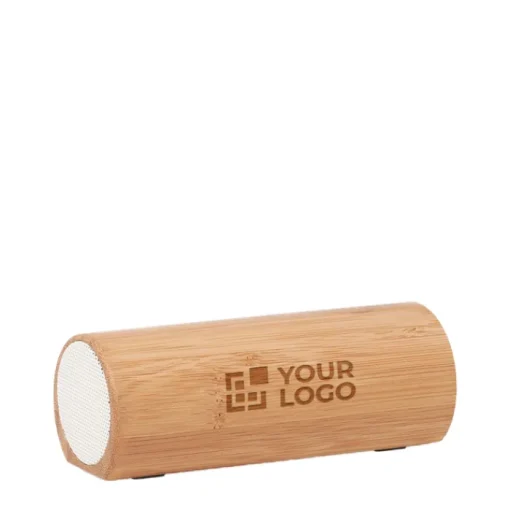 Gift Campaign Speaker wireless 5.0 cilindrico in ABS rivestito in bambù Escandi> Casse Personalizzate