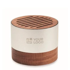 Gift Campaign Speaker wireless alluminio riciclato con dettagli in di noce 3W></noscript> Casse Personalizzate