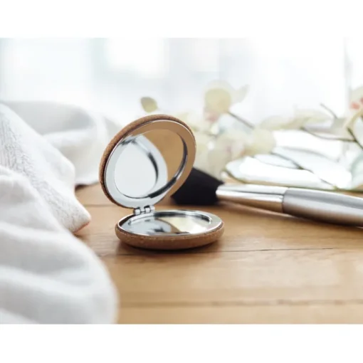 Gift Campaign Specchietti doppi personalizzati con esterno in sughero Corkstyle> Gadget Per Parrucchieri|Specchietti Da Borsa