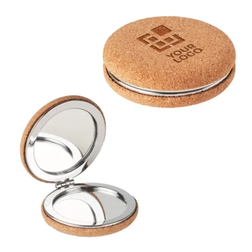 Gift Campaign Specchietti doppi personalizzati con esterno in sughero Corkstyle> Gadget Per Parrucchieri|Specchietti Da Borsa