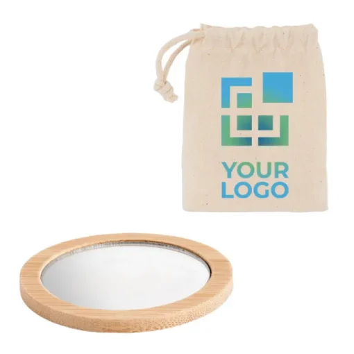 Gift Campaign Specchietto con rivestimento in bambù in sacchetto di cotone Make Up> Gadget Per Parrucchieri|Specchietti Da Borsa