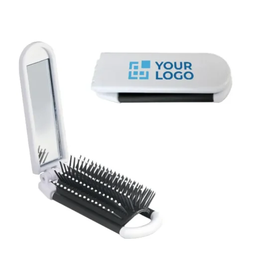 Gift Campaign Specchietto da borsa rettangolare con spazzola estraibile BrushView> Gadget Per Parrucchieri|Specchietti Da Borsa