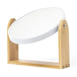 Gift Campaign Specchio da tavolo bifacciale con base in bambù con logo Twist> Gadget Per Parrucchieri