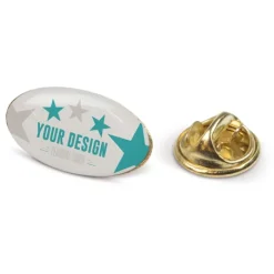 Gift Campaign Spille da personalizzare ovali in metallo dorato 20x12mm> Spille