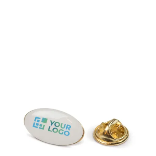 Gift Campaign Spille da personalizzare ovali in metallo dorato 20x12mm> Spille