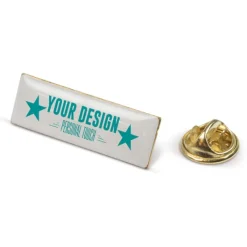 Gift Campaign Spilletta pubblicitaria rettangolare in metallo dorato 30x10mm> Spille