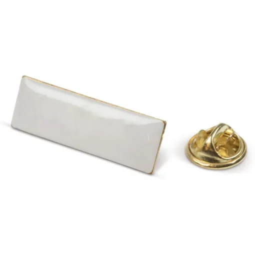 Gift Campaign Spilletta pubblicitaria rettangolare in metallo dorato 30x10mm> Spille