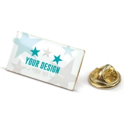Gift Campaign Spillette personalizzate rettangolare in metallo dorato 26x14mm> Spille