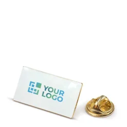 Gift Campaign Spillette personalizzate rettangolare in metallo dorato 26x14mm></noscript> Spille