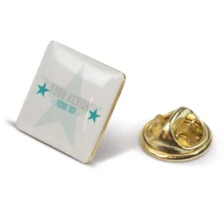Gift Campaign Spillette personalizzate quadrate in metallo dorato 15x15mm> Spille