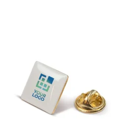 Gift Campaign Spillette personalizzate quadrate in metallo dorato 15x15mm></noscript> Spille