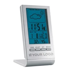 Gift Campaign Stazione meteo con logo schermo LCD blu con ora data sveglia Clearsky></noscript> Altri Gadget Pubblicitari