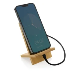 Gift Campaign Supporto cellulare promozionale in bambù con foro per cavi Nature FSC> Gadget Ecologici