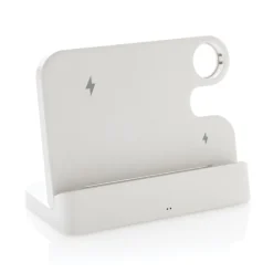 Gift Campaign Supporto in ABS riciclato con caricatore wireless per 3 dispositivi> Caricabatterie